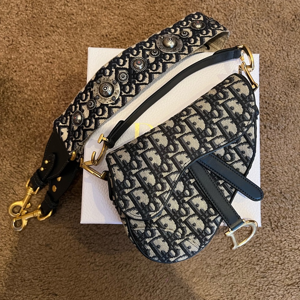 Christian Dior Oblique Mini Saddle Bag with Strap